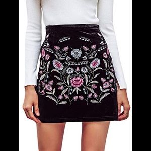 Velour Embroidered Skirt